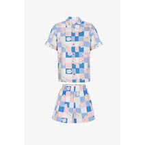 Cuteness Dama Desenli Kısa Kollu Gömlek Şort Pijama Takımı