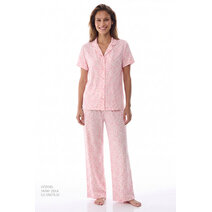 Pembe Leopar Kısa Kollu Gömlek Pantolon Pijama Takımı