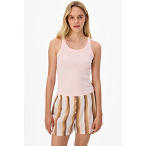 Pembe Isla Çizgili Şort Pijama Takımı