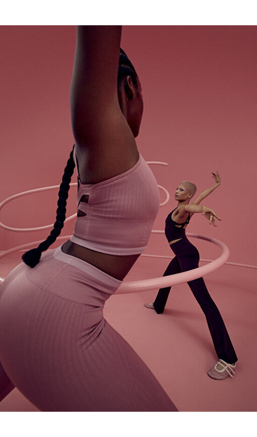 Pembe Çizgili Dikişsiz Seamless Spor Sütyeni