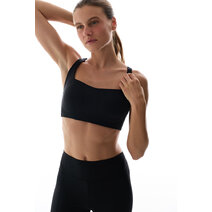 Siyah Stretch360 Orta Destek Çapraz Sırt Detaylı Kaydırmaz Askılı Cross Back Spor Sütyeni