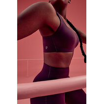 Bordo Stretch360 Orta Destek Çapraz Sırt Detaylı Kaydırmaz Askılı Cross Back Spor Sütyeni
