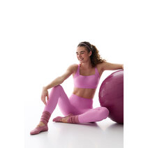 Pembe Stretch360 Orta Destek Çapraz Sırt Detaylı Kaydırmaz Askılı Cross Back Spor Sütyeni